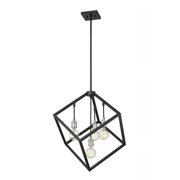 Z Lite 478P24-MB-BN 24 in. Vertical 4 Light Matte Black & Brushed Nickel Pendant Ceiling Light