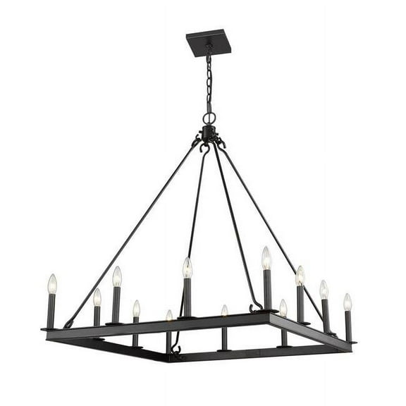 12 Light Chandelier In Linear Style 34 Inches Wide By 38.75 Inches High-Matte Black Finish -Traditional Installation Z-Lite 482S-12Mb