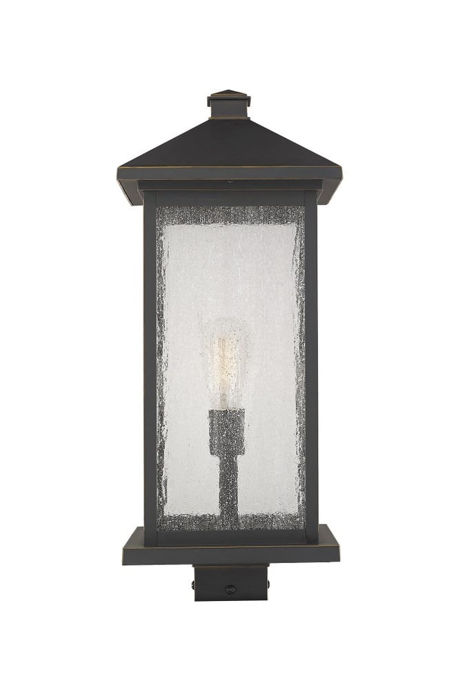 1 Light Outdoor Post Mount Lantern In Seaside Style 9.5 Inches Wide By 25 Inches High-Oil Rubbed Bronze Finish-Clear Seedy Glass Color Z-Lite