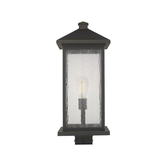 1 Light Outdoor Post Mount Lantern In Seaside Style 9.5 Inches Wide By 25 Inches High-Oil Rubbed Bronze Finish-Clear Seedy Glass Color Z-Lite