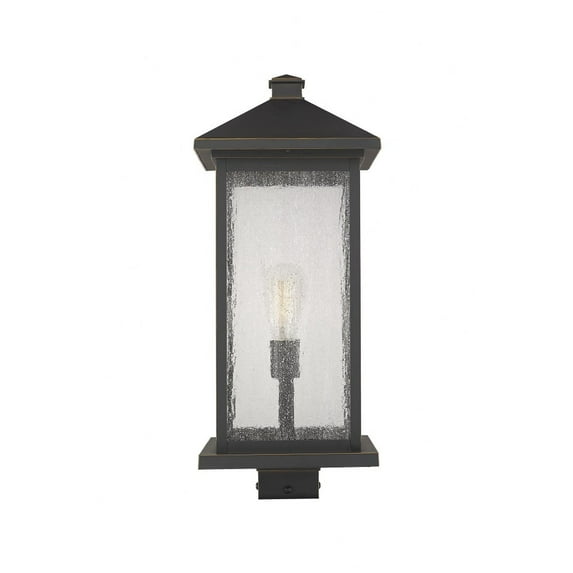 1 Light Outdoor Post Mount Lantern In Seaside Style 9.5 Inches Wide By 25 Inches High-Oil Rubbed Bronze Finish-Clear Seedy Glass Color Z-Lite