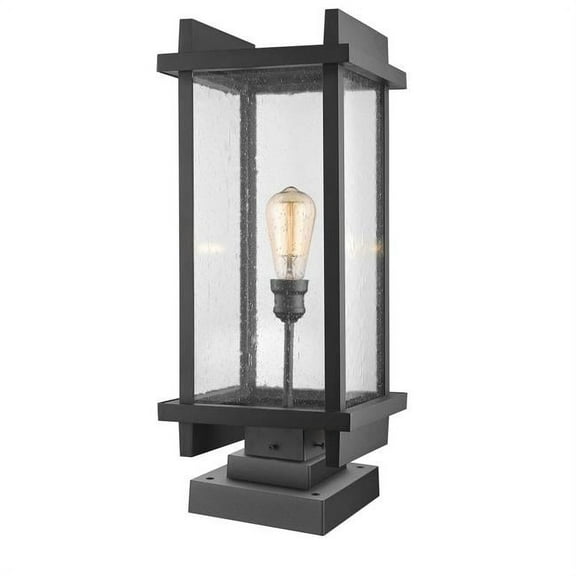 Z Lite 565PHBS-SQPM-BK 25.38 x 10 x 10 in. Single Light Outdoor Pier Mounted Fixture, Black
