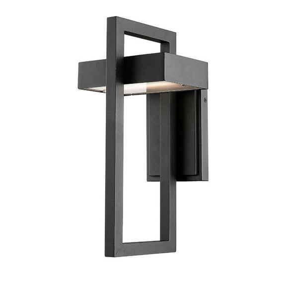 Z-Lite 566M-BK-LED Luttrel 15-Inch Modern Outdoor Sconce Wall Light, Black