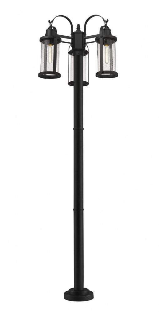 3 Light Outdoor Post Mount Lantern In Period Inspired Style 24 Inches Wide By 94.25 Inches High Z-Lite 569Mp3-567P-Bk