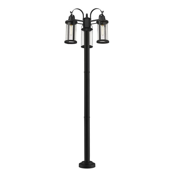 3 Light Outdoor Post Mount Lantern In Period Inspired Style 24 Inches Wide By 94.25 Inches High Z-Lite 569Mp3-567P-Bk