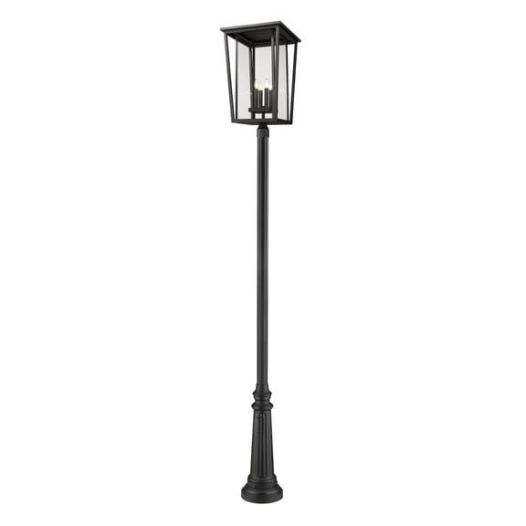 571PHXXLR-511P-BK-Z-Lite-Seoul - 4 Light Outdoor Post Mounted Fixture In Craftsman Style-125.5 Inches Tall and 18 Inches Wide Black Finish with