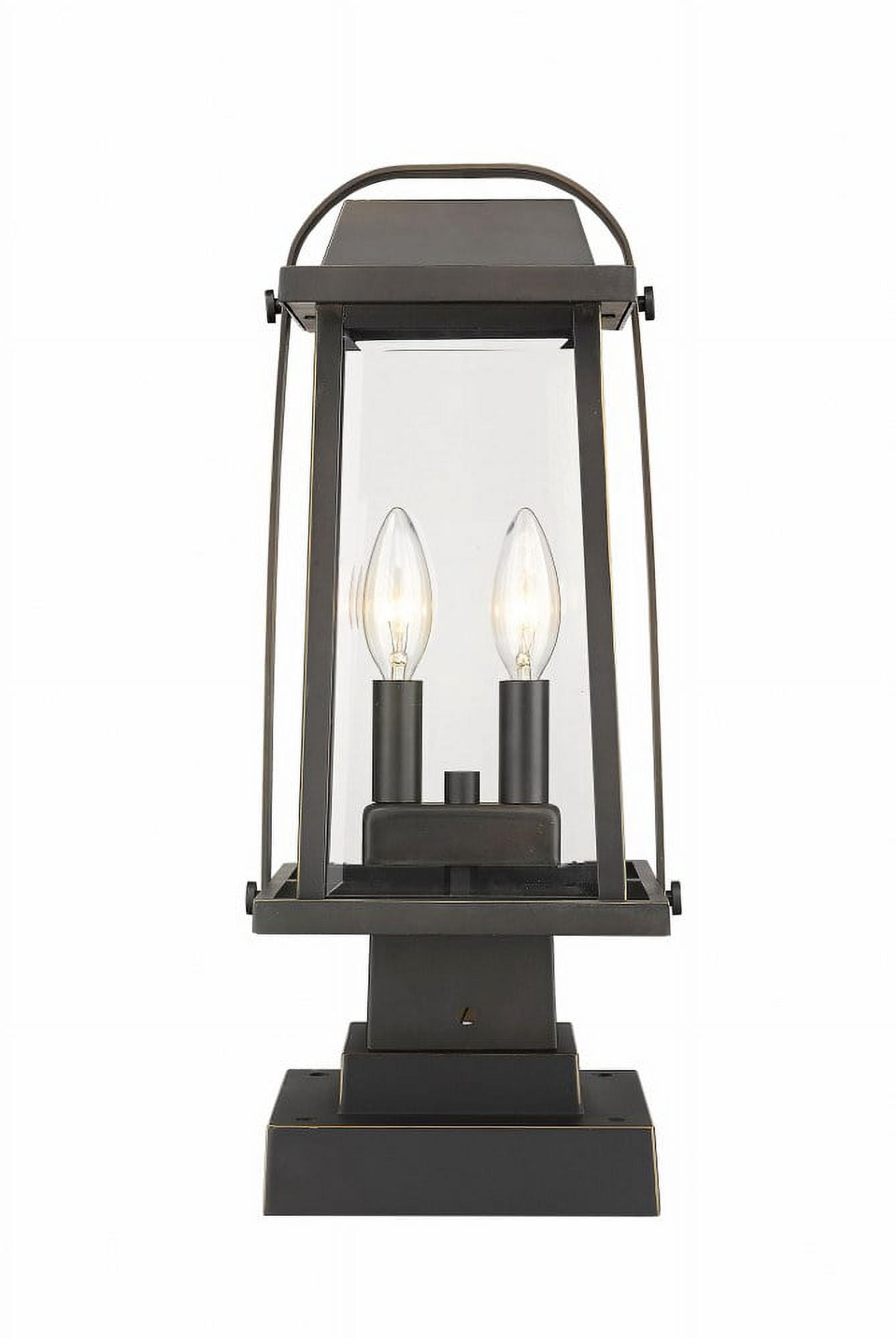 Z-Lite 574Phms-Sqpm Millworks 2 Light 18" Tall Outdoor Pier Mount Post Light - Bronze