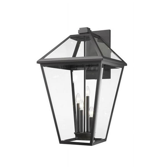Z Lite 579XLX-BK 33 in. Talbot 4 Light Tall Outdoor Wall Sconce with Clear Beveled Glass, Black
