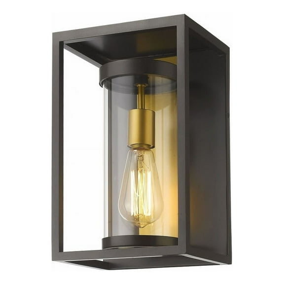 Open Box Z Lite 584S-DBZ-OBS 13 in. Dunbroch 1 Light Deep Bronze & Outdoor Brass Outdoor Wall Sconce