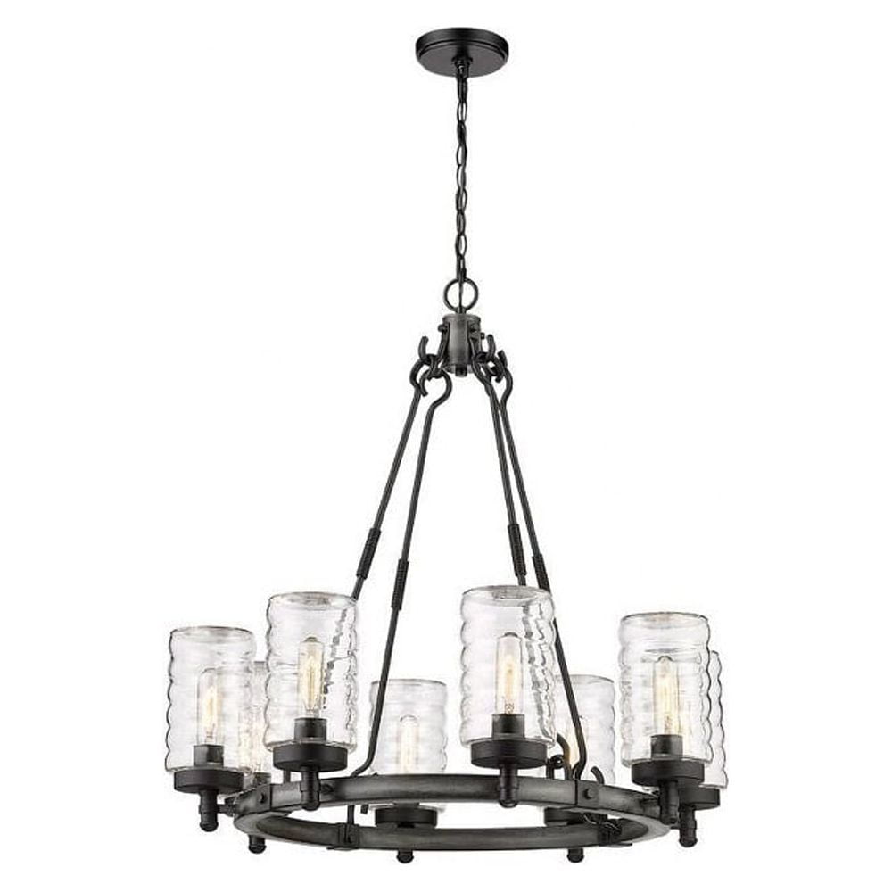 Ashen Barnboard Black 8-Light Outdoor Chandelier
