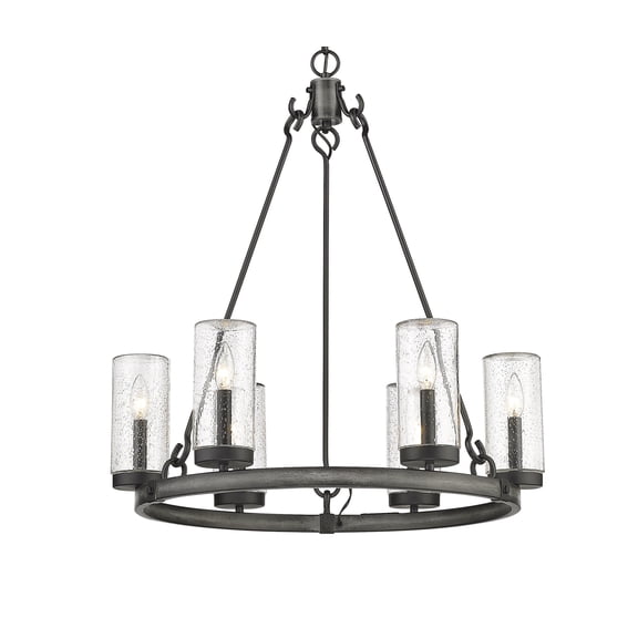 Z-Lite 589-6 Marlow 6 Light 28" Wide Outdoor Taper Candle Ring Chandelier - Ashen