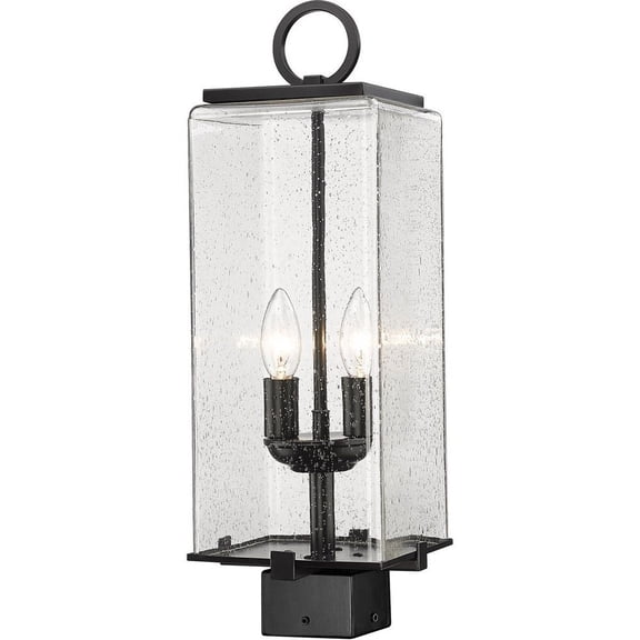 2 Light Outdoor Post Mount In Contemporary Style-20 Inches Tall And 7 Inches Wide-Black Finish-Seedy Glass Color Z-Lite 592Phms-Bk