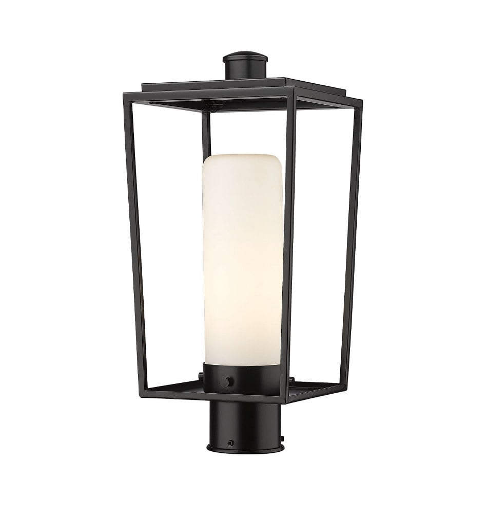 1 Light Outdoor Post Mount With Opal Glass In Modern Style-17.5 Inches Tall And 8 Inches Wide Z-Lite 595Phmr-Bk