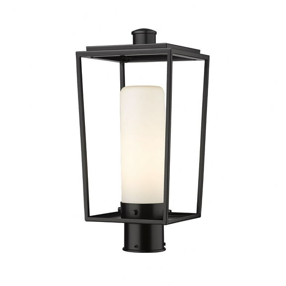 1 Light Outdoor Post Mount With Opal Glass In Modern Style-17.5 Inches Tall And 8 Inches Wide Z-Lite 595Phmr-Bk