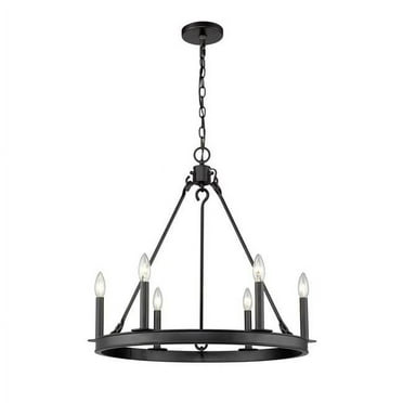 Z-Lite 6 Light Chandelier 482R-6MB, Black, 6 Light, 25 Round