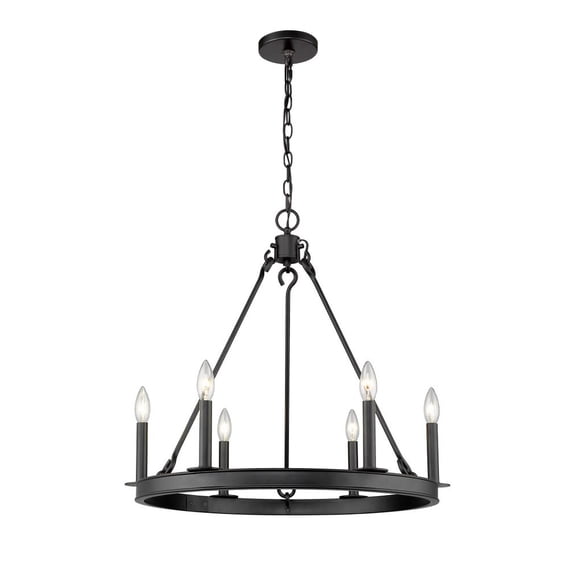 Z-Lite Barclay 6 Light 25" Round Steel Chandelier in Matte Black