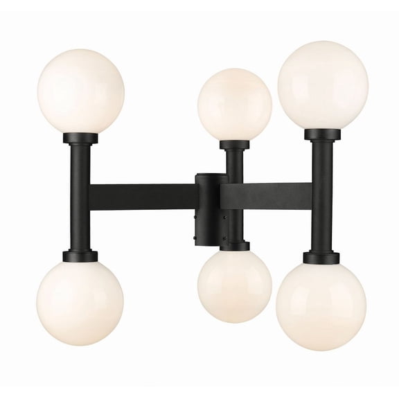 597MP6-BK-Z-Lite-Laurent - 6 Light Outdoor Post Mount Light with Opal Glass In Modern Style-27 Inches Tall and 30 Inches Wide