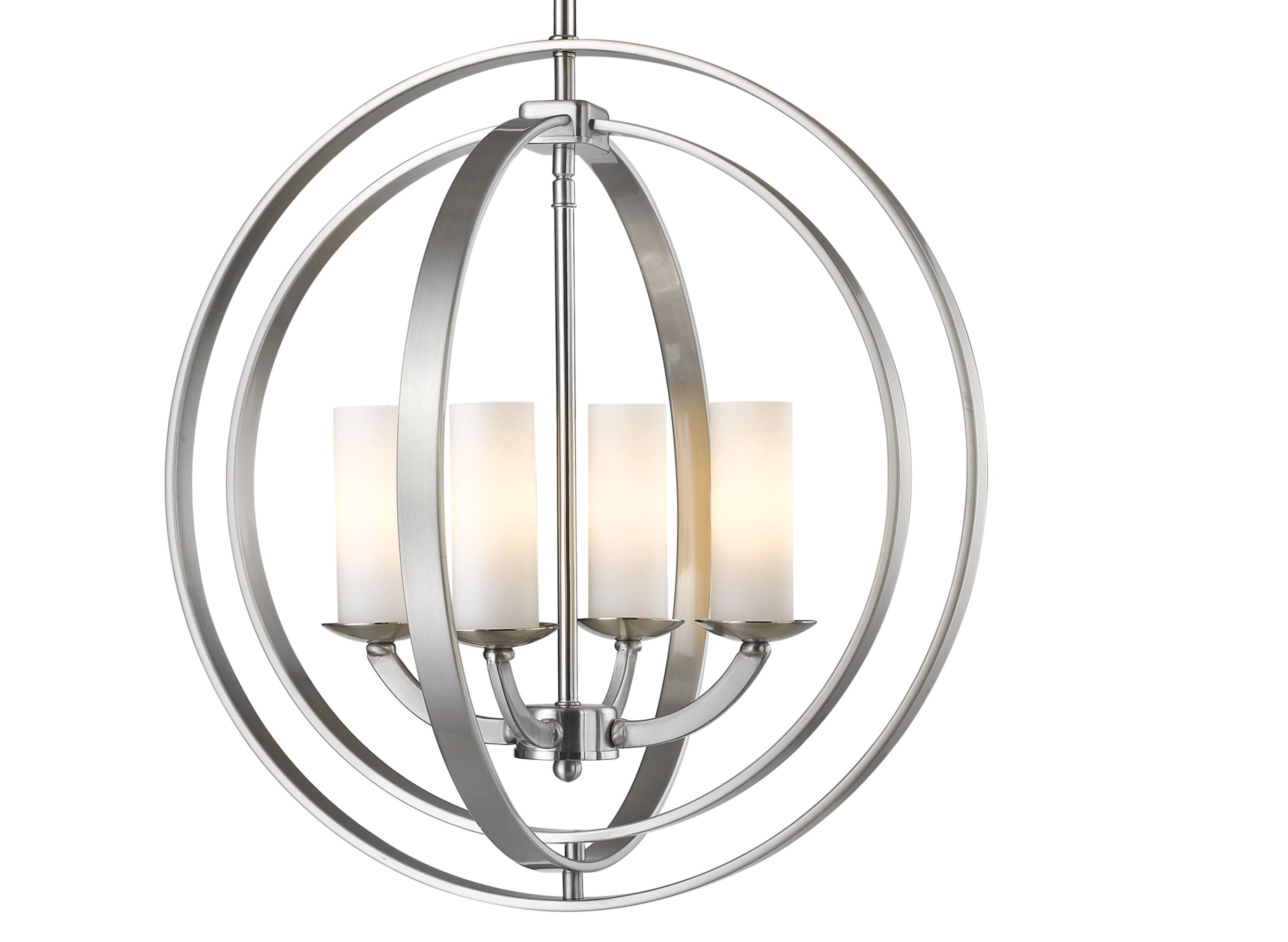 Ashling Contemporary 4-Light Pendant in Brushed Nickel with Glass Shades