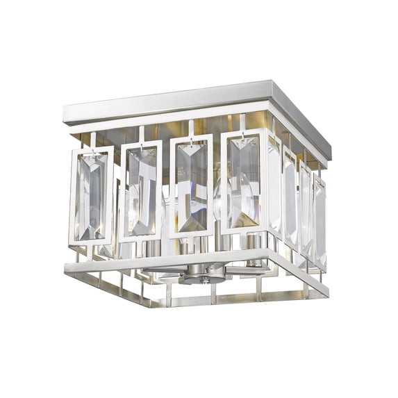 Z-Lite 6006F Mersesse 4 Light 12" Wide Cut Crystal Flush Mount Ceiling Light - Nickel