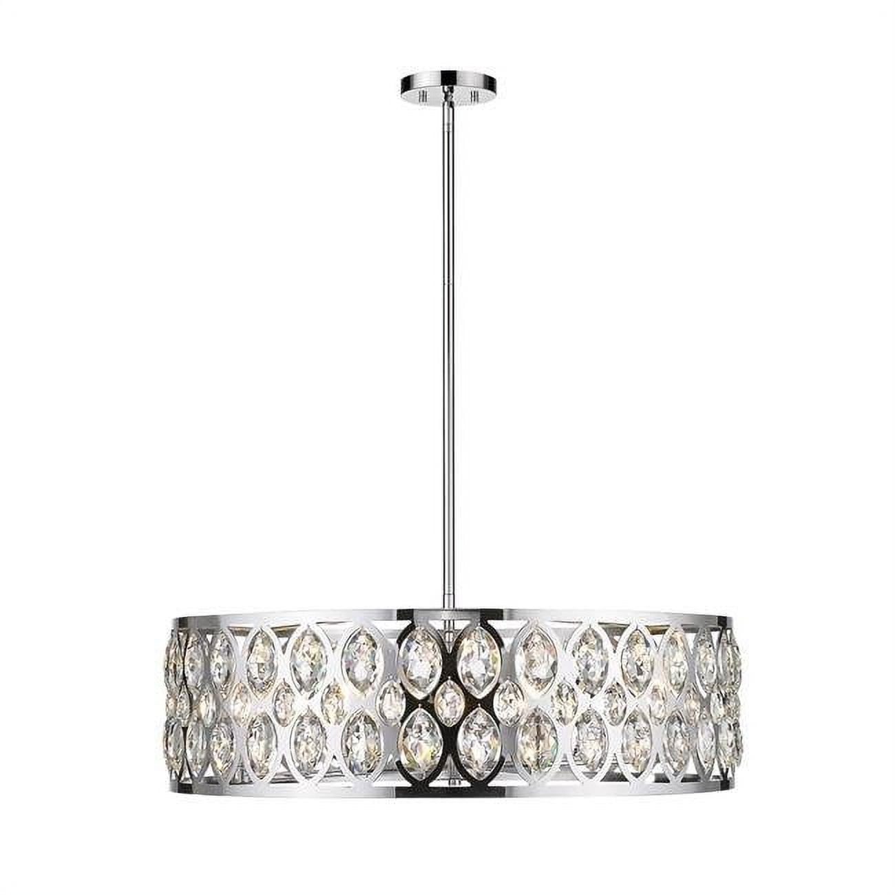 Dealey Chrome Crystal 8-Light Rectangular Chandelier