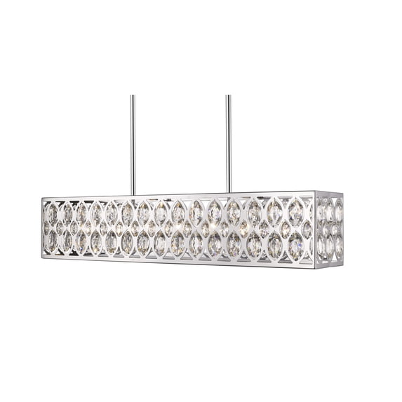 Z-Lite Dealey 7 Light Clear Crystal Steel Island Pendant in Chrome
