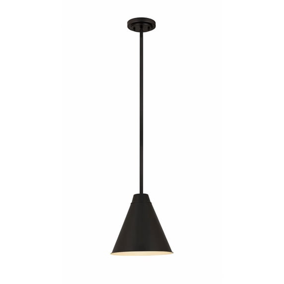 6011P12-MB-Z-Lite-Eaton - 1 Light Pendant in Sleek Style - 12 Inches Wide by 12.5 Inches High-Matte Black Finish