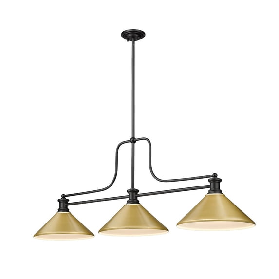Z-Lite Melange 3 Light Billiard, Steel Frame, Satin Gold Shade Color