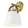 thumbnail image 1 of Z Lite 726-1S-MW-HBR 8 in. Z-Studio 1 Light Wall Sconce Wall Light, Matte White & Heritage Brass, 1 of 5