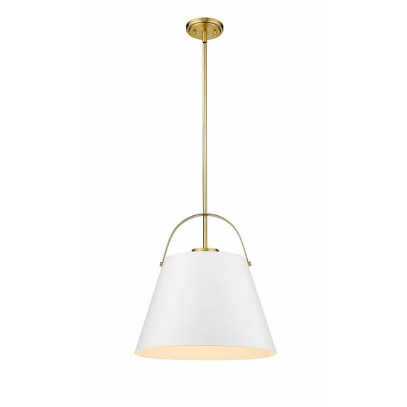 Z-Lite Z-Studio 18" Round Steel Pendant in Matte White and Heritage Brass