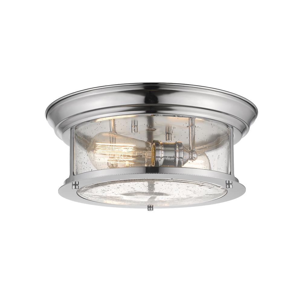 Chrome and Glass Drum LED Flush Mount Light