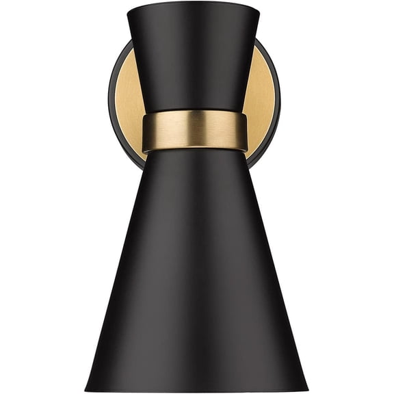 Z-Lite 728-1S-MB-HBR Soriano Wall Sconce, 1-Light 60 Watts, Matte Black and Heritage Brass