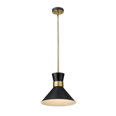 Z Lite 728P13-MB-HBR 13 in. Soriano 1 Light Matte Black & Heritage Brass Pendant Ceiling Light