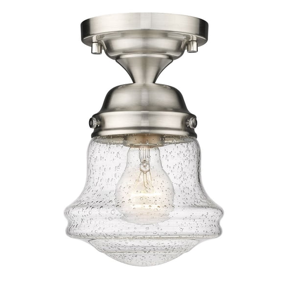 1 Light Flush Mount In Industrial Style-9 Inches Tall And 6 Inches Wide-Brushed Nickel Finish-Clear Seedy Glass Color Z-Lite 736F1-Bn