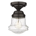 thumbnail image 1 of 1 Light Flush Mount In Industrial Style-15.75 Inches Tall And 10.5 Inches Wide-Bronze Finish-Clear Seedy Glass Color Z-Lite 736F10-Brz, 1 of 2