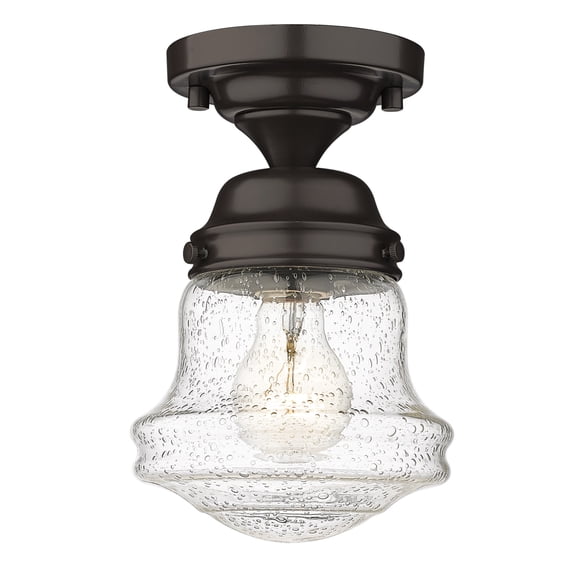 1 Light Flush Mount In Industrial Style-15.75 Inches Tall And 10.5 Inches Wide-Bronze Finish-Clear Seedy Glass Color Z-Lite 736F10-Brz