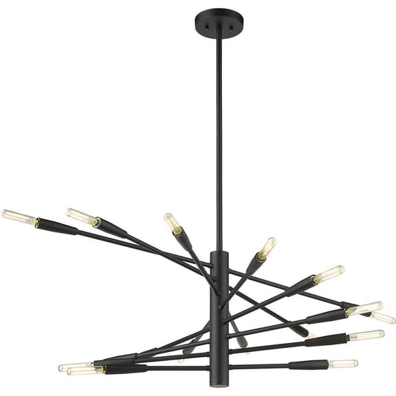 16 Light Chandelier In Architectural Style-15 Inches Tall And 32 Inches Wide-Matte Black Finish Z-Lite 737-16Mb