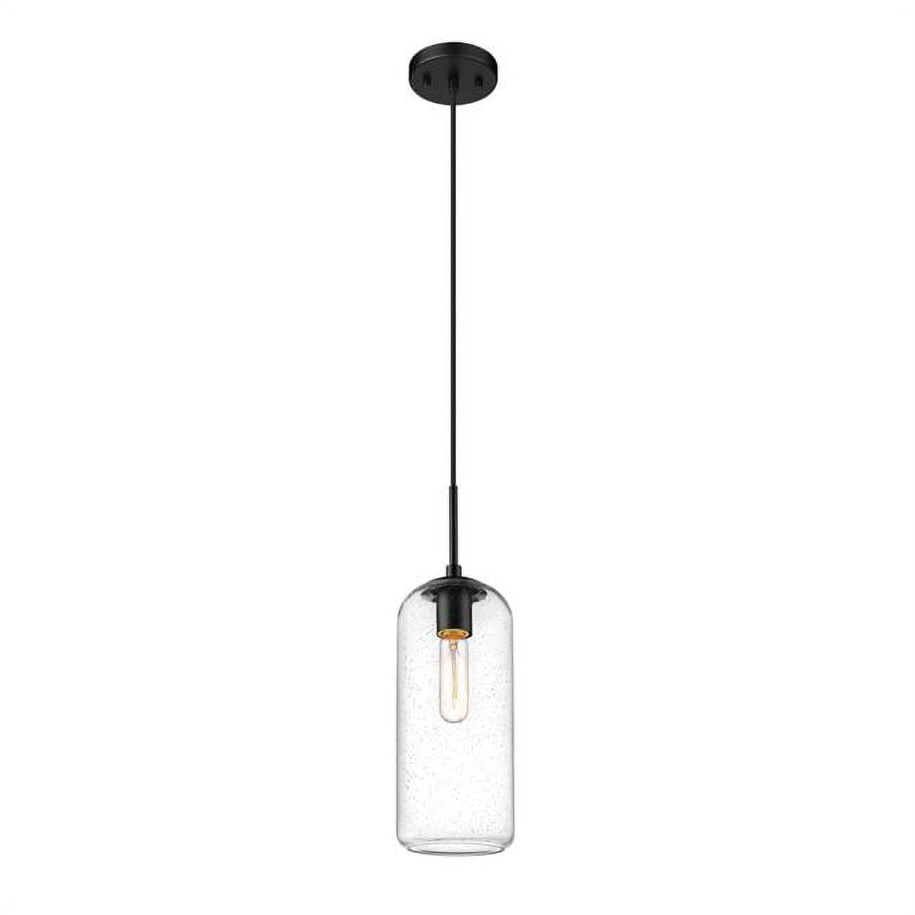 Monty Mid-Century Modern Globe Pendant in Matte Black and Nickel