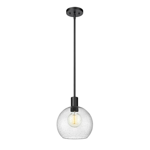 1 Light Pendant In Modern Style-11 Inches Tall And 9.75 Inches Wide-Matte Black Finish-Clear Seedy Glass Color Z-Lite 7501P10-Mb