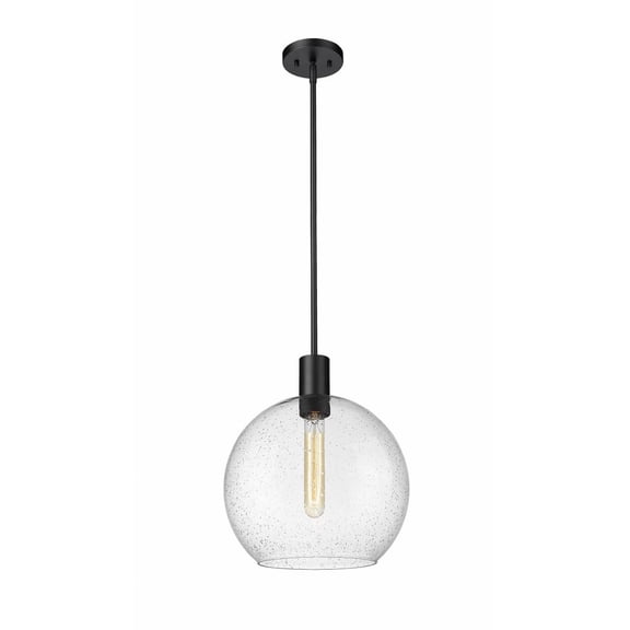 1 Light Pendant In Modern Style-15.25 Inches Tall And 13.75 Inches Wide-Matte Black Finish-Clear Seedy Glass Color Z-Lite 7501P14-Mb