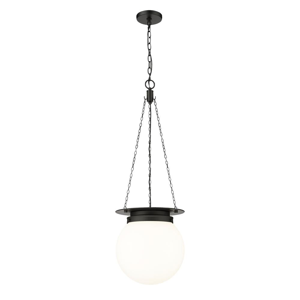 Calhoun Matte Black Steel and Glass Globe Pendant Light