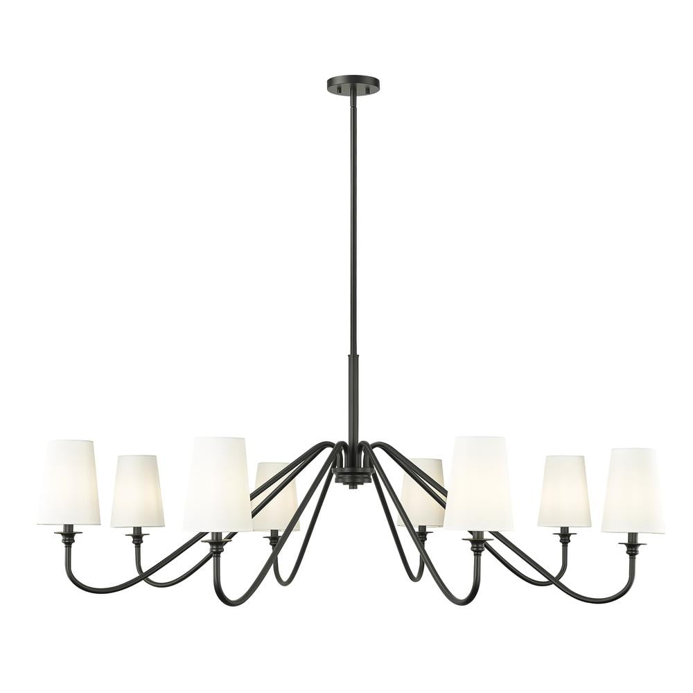 Gianna Matte Black 8-Light Chandelier with White Shades