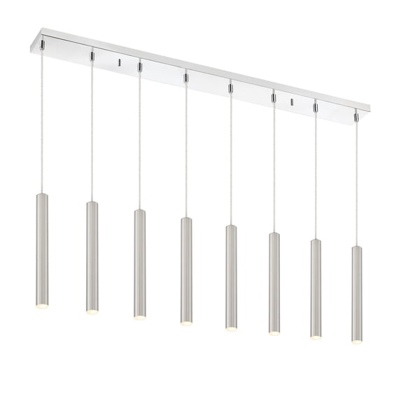 Z-Lite Forest 8 Light Steel LED Island Pendant in Brushed Nickel and Chrome