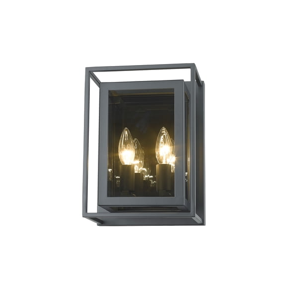 Z-Lite Infinity 2 Light Mirror Glass Steel Wall Sconce in Misty Charcoal