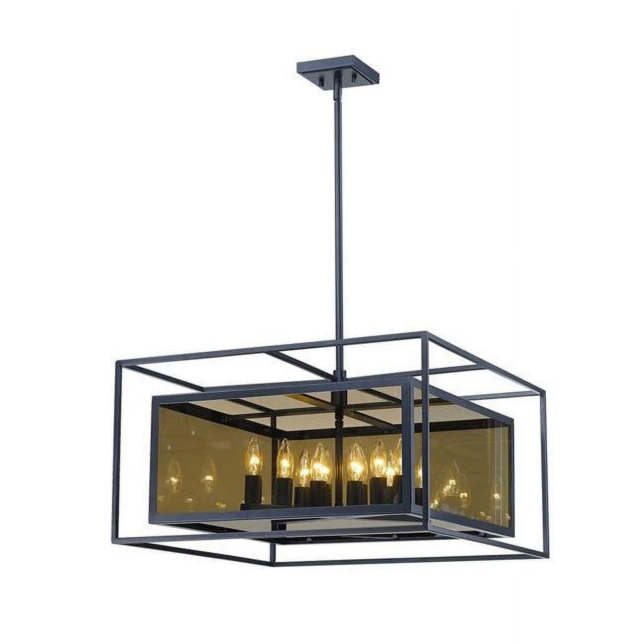 Misty Charcoal Steel and Glass 12-Light Pendant Chandelier