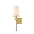 thumbnail image 1 of Z-Lite Sophia Transitional Steel Wall Sconce in Rubbed Brass and Beige, 1 of 7
