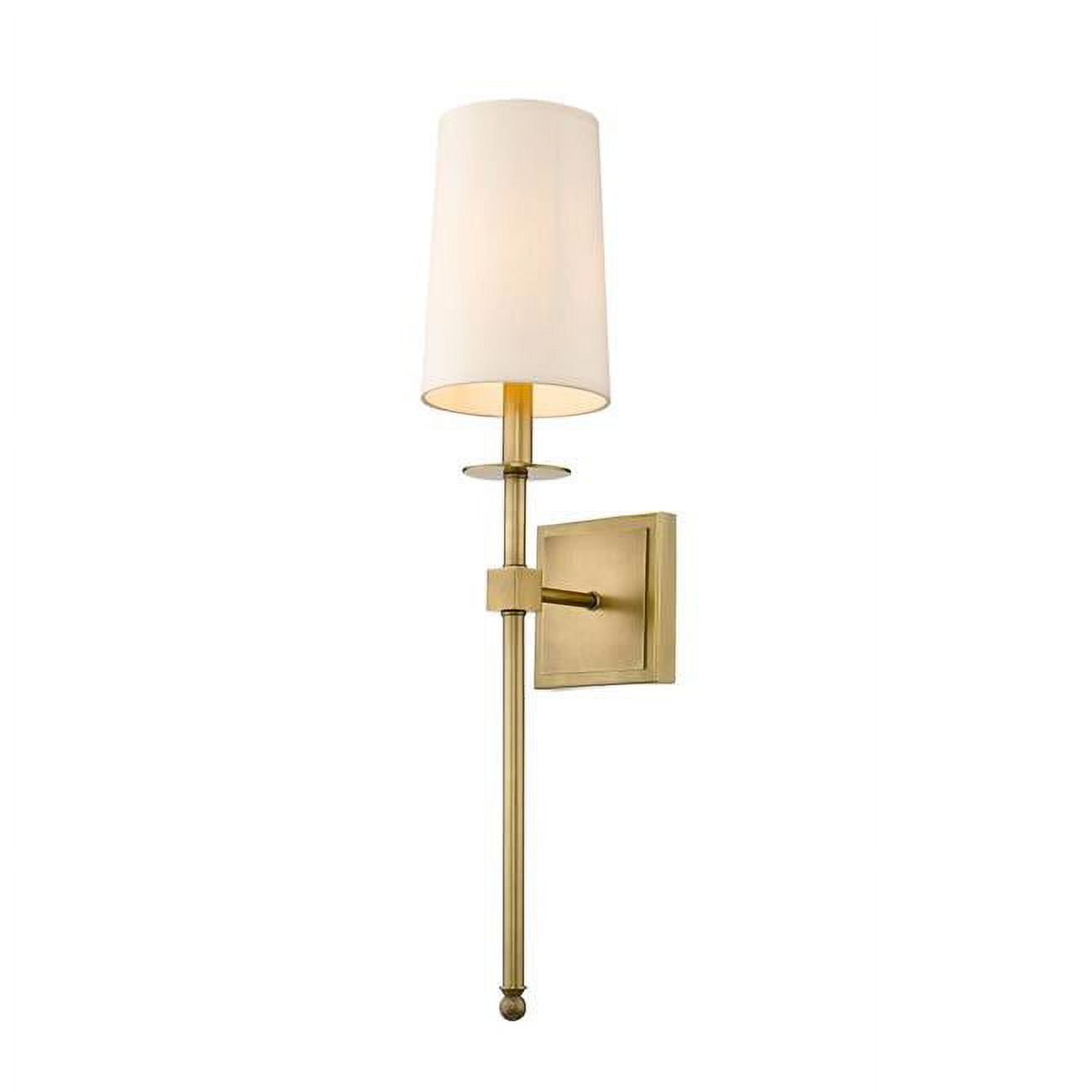 Rubbed Brass 26" Dimmable Wall Sconce with Fabric Shade