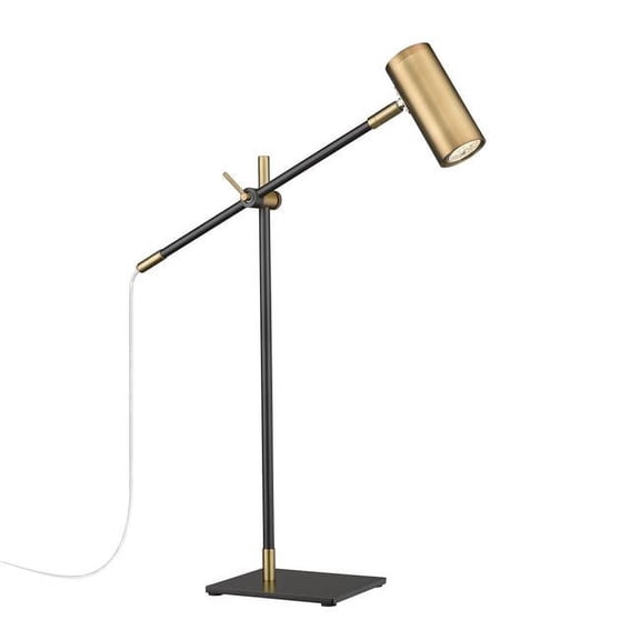 Z Lite 814TL-MB-OBR 22 in. Calumet 35W Table Lamp Portable Light, Matte Black & Olde Brass