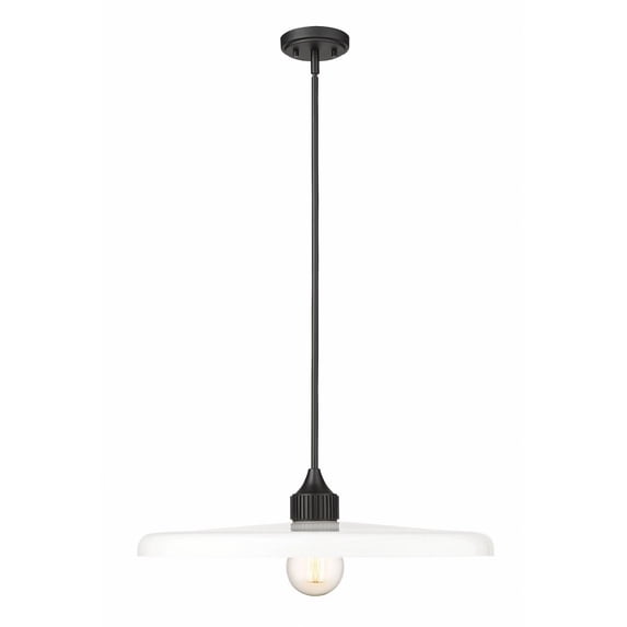 1 Light Pendant In Modern Style-6.75 Inches Tall And 24 Inches Wide-Matte Black Finish-Gloss Opal Glass Color Z-Lite 820P24-Mb