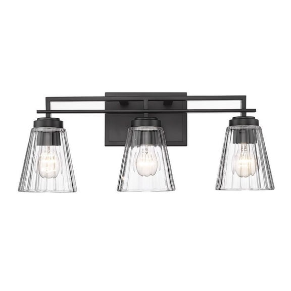 823-3V-MB-Z-Lite-Lyna - 3 Light Bath Vanity-9 Inches Tall and 22 Inches Wide-Matte Black Finish