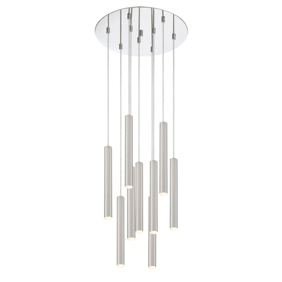 Z-Lite Forest 9 Light 16" Round Steel LED Pendant in Brushed Nickel and Chrome